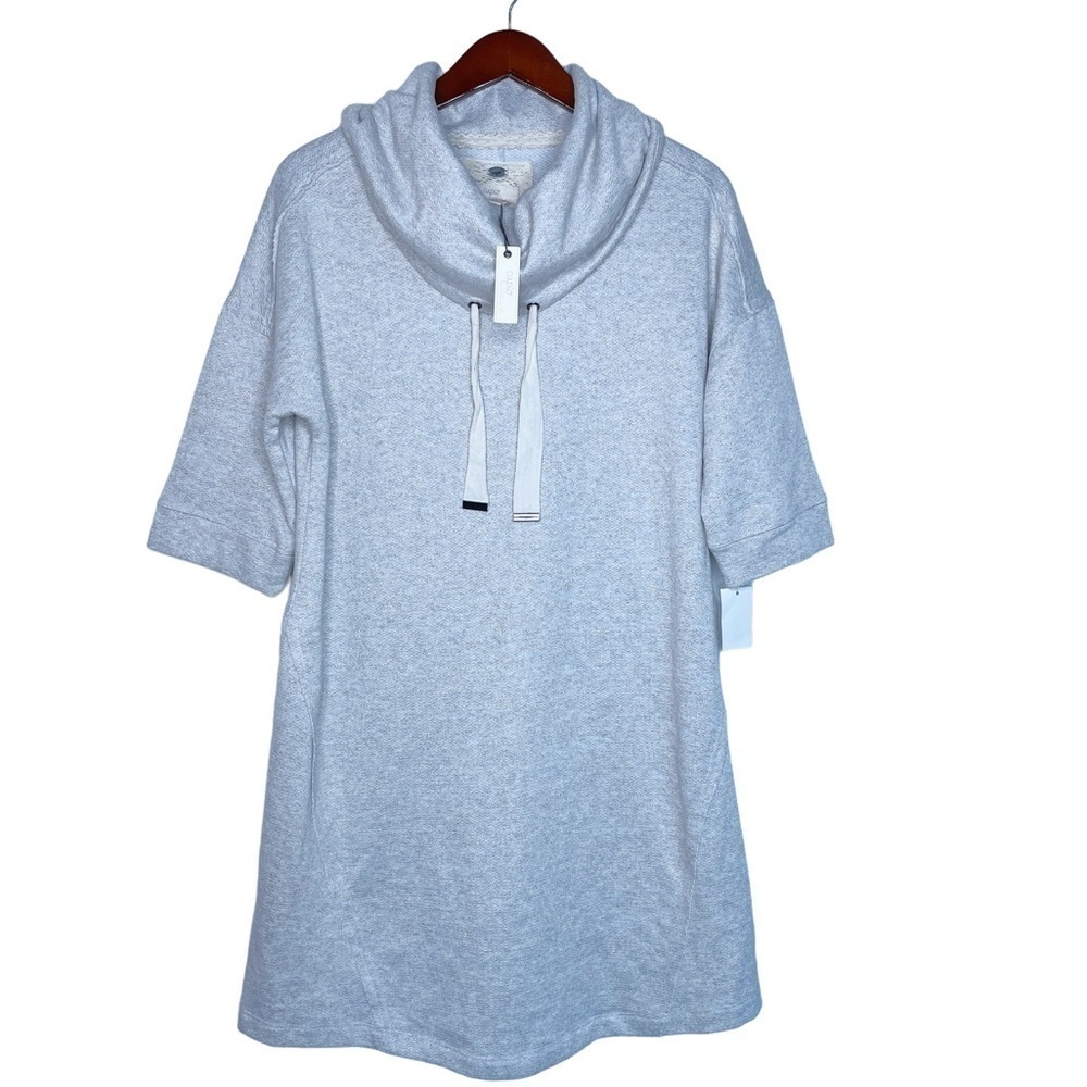 Cupio NWT Cowl Neck Sparkle Sweatshirt Dress Size Medium in Silver Gray